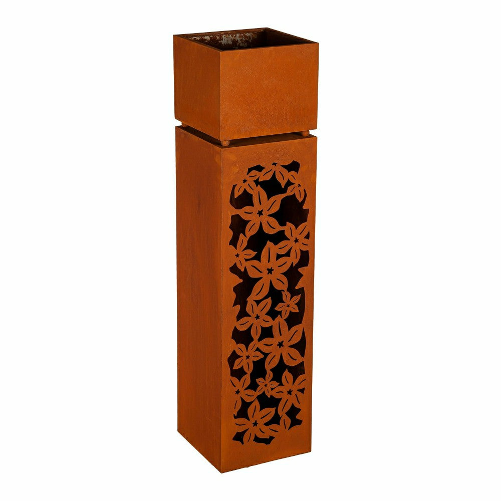 Tall Metal Planter With LED Lights, Floral | Plow & Hearth