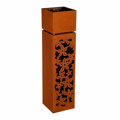 Tall Metal Planter With LED Lights, Floral | Plow & Hearth