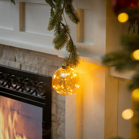 Micro LED Transparent Glass Ball Indoor Outdoor Decorative Hanging Lig | Plow & Hearth