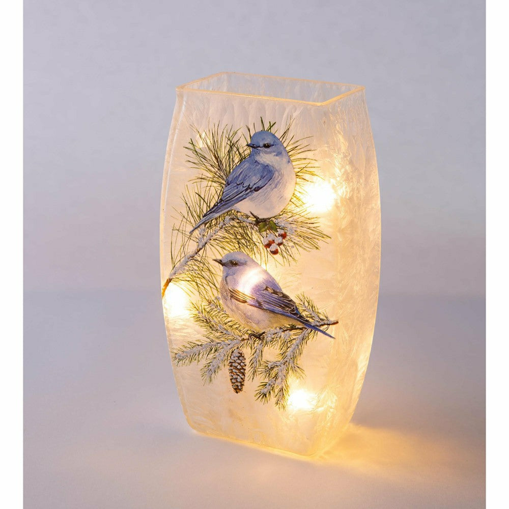 Winter Bluebirds Frosted Glass Accent Light | Plow & Hearth