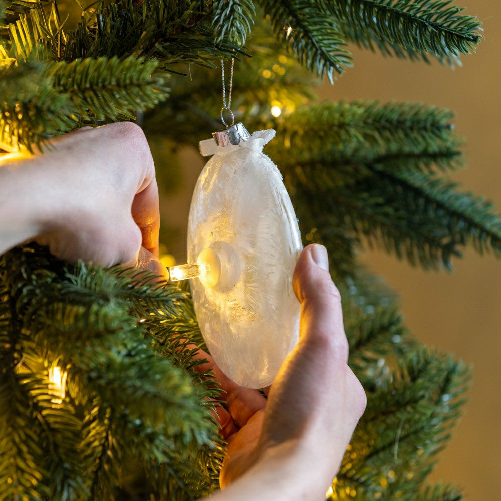 Winter blues Florest Oval Lighted Ornament | Plow & Hearth