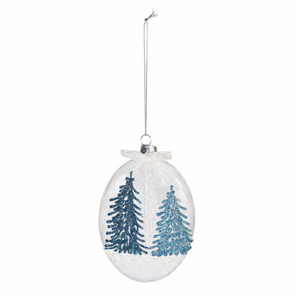 Winter blues Florest Oval Lighted Ornament | Plow & Hearth