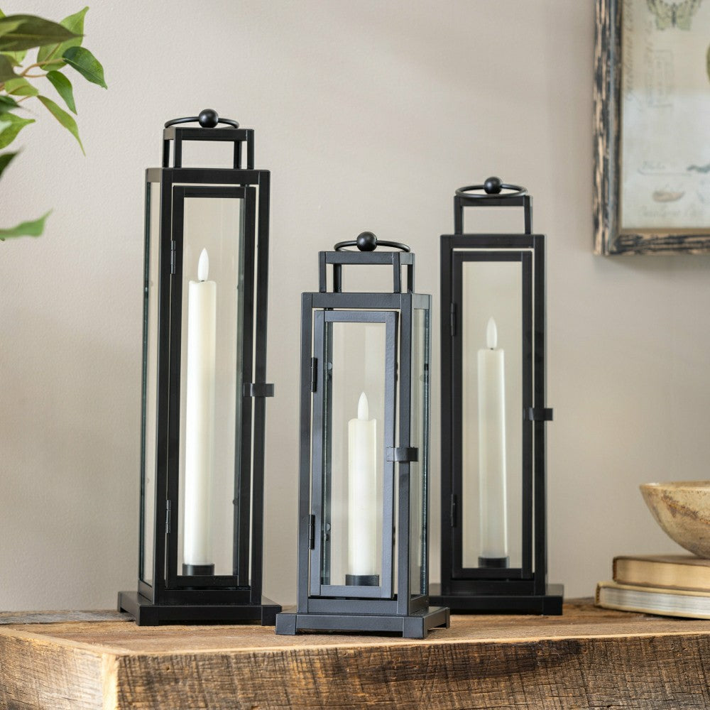 Tower Lantern LED Tapered Set of 3 with Black Finish | Plow & Hearth