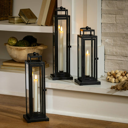 Tower Lantern LED Tapered Set of 3 with Black Finish | Plow & Hearth