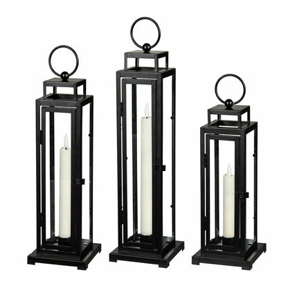 Tower Lantern LED Tapered Set of 3 with Black Finish | Plow & Hearth