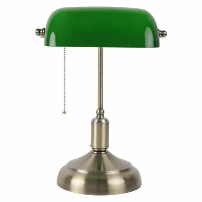Antique Brass Bankers Lamp Desk Light Table Lamp with Green Glass Shad | Plow & Hearth