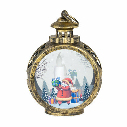 Santa Claus Christmas Scene Lantern with LED Candles | Plow & Hearth