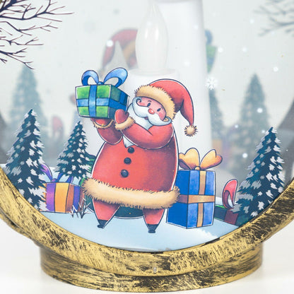Santa Claus Christmas Scene Lantern with LED Candles | Plow & Hearth