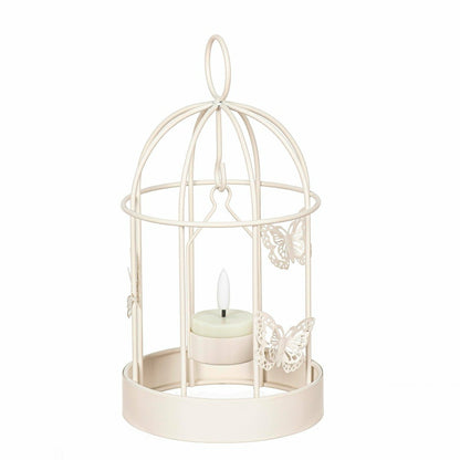 Bird Cage LED Candle Lantern, White | Plow & Hearth