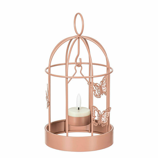 Bird Cage LED Candle Lantern, Pink | Plow & Hearth