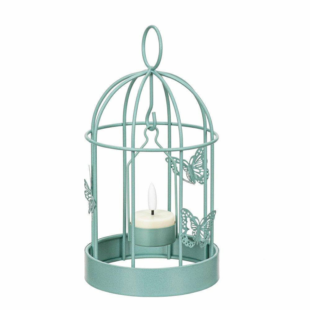 Bird Cage LED Candle Lantern, Mint | Plow & Hearth