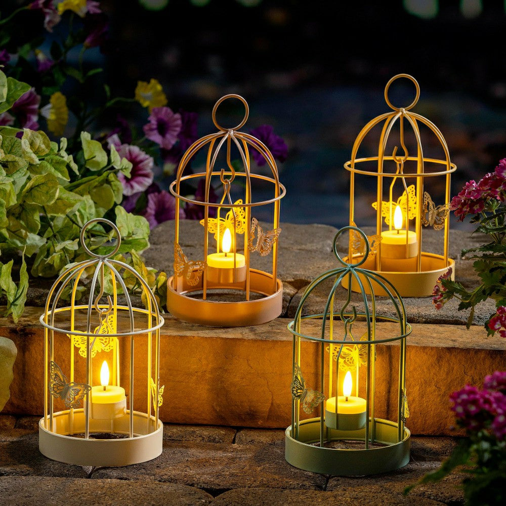 Bird Cage LED Candle Lantern, Mint | Plow & Hearth