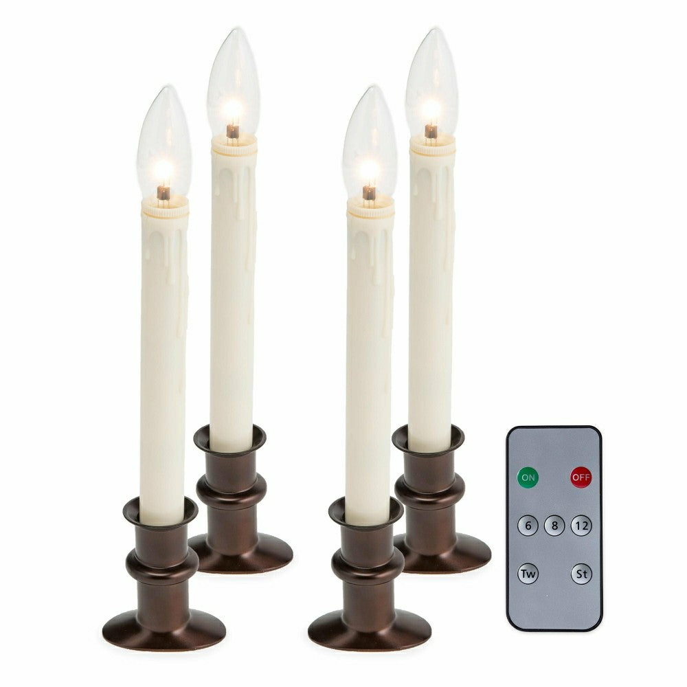 Adjustable Window Hugger Candles, Set of 4 with Remote | Plow & Hearth