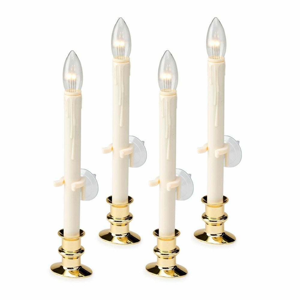 Suction Cup Window Candles with Timer and Remote, Set of 4 | Plow & Hearth