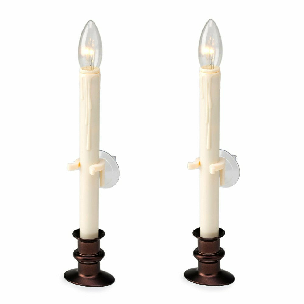Suction Cup Window Candles with Timer and Remote, Set of 2 | Plow & Hearth