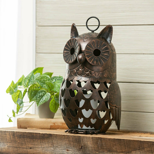 Crafted Metal LED Owl Lantern | Plow & Hearth
