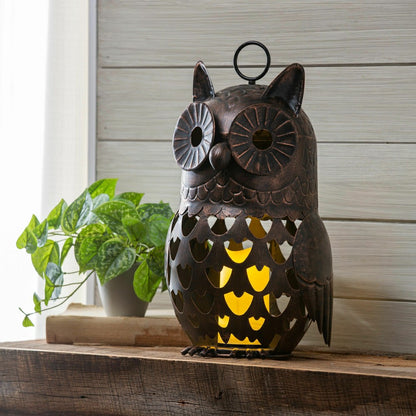 Crafted Metal LED Owl Lantern | Plow & Hearth