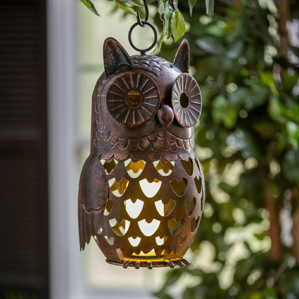 Crafted Metal LED Owl Lantern | Plow & Hearth