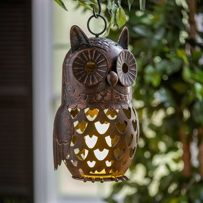 Crafted Metal LED Owl Lantern | Plow & Hearth