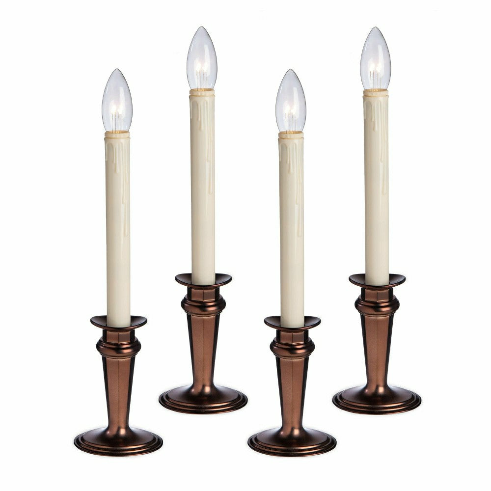 Traditional Adjustable Window Candles with Timer and Remote, Set of 4 | Plow & Hearth