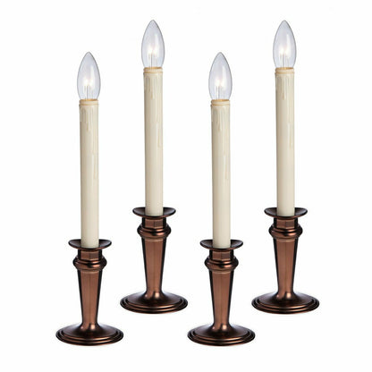 Traditional Adjustable Window Candles with Timer and Remote, Set of 4 | Plow & Hearth
