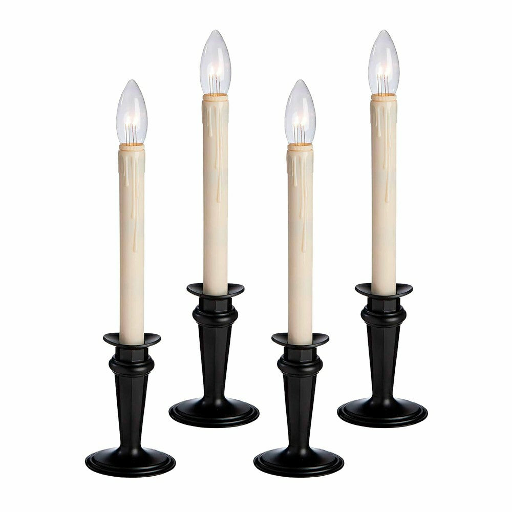 Traditional Adjustable Window Candles with Timer and Remote, Set of 4 | Plow & Hearth