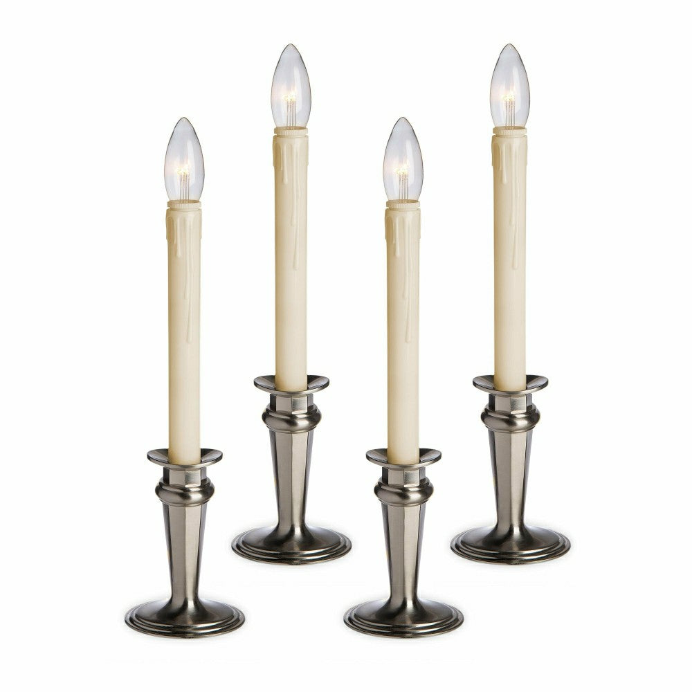 Traditional Adjustable Window Candles with Timer and Remote, Set of 4 | Plow & Hearth