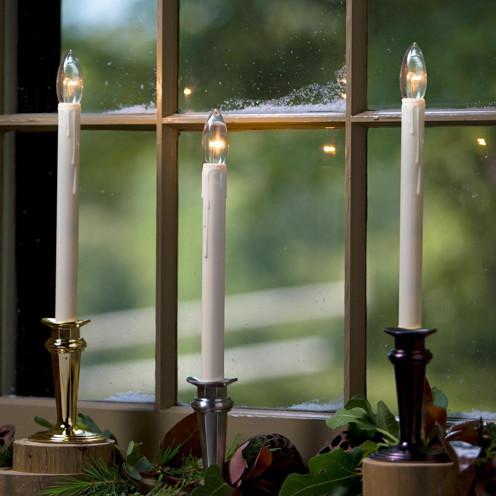 Traditional Adjustable Window Candles with Timer and Remote, Set of 4 | Plow & Hearth