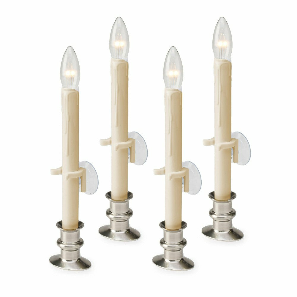 Suction Cup Window Candles with Timer and Remote, Set of 4 | Plow & Hearth