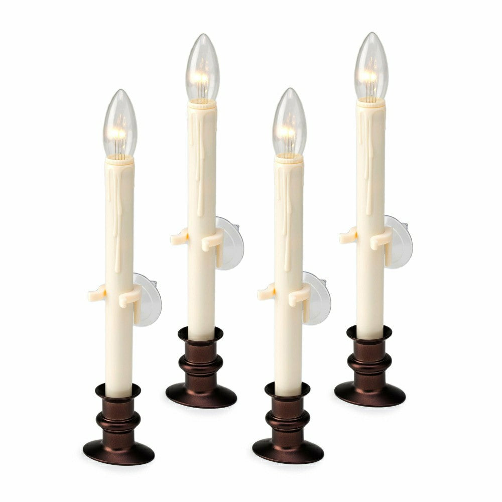 Suction Cup Window Candles with Timer and Remote, Set of 4 | Plow & Hearth