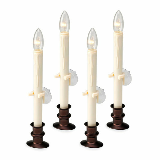 Suction Cup Window Candles with Timer and Remote, Set of 4 | Plow & Hearth