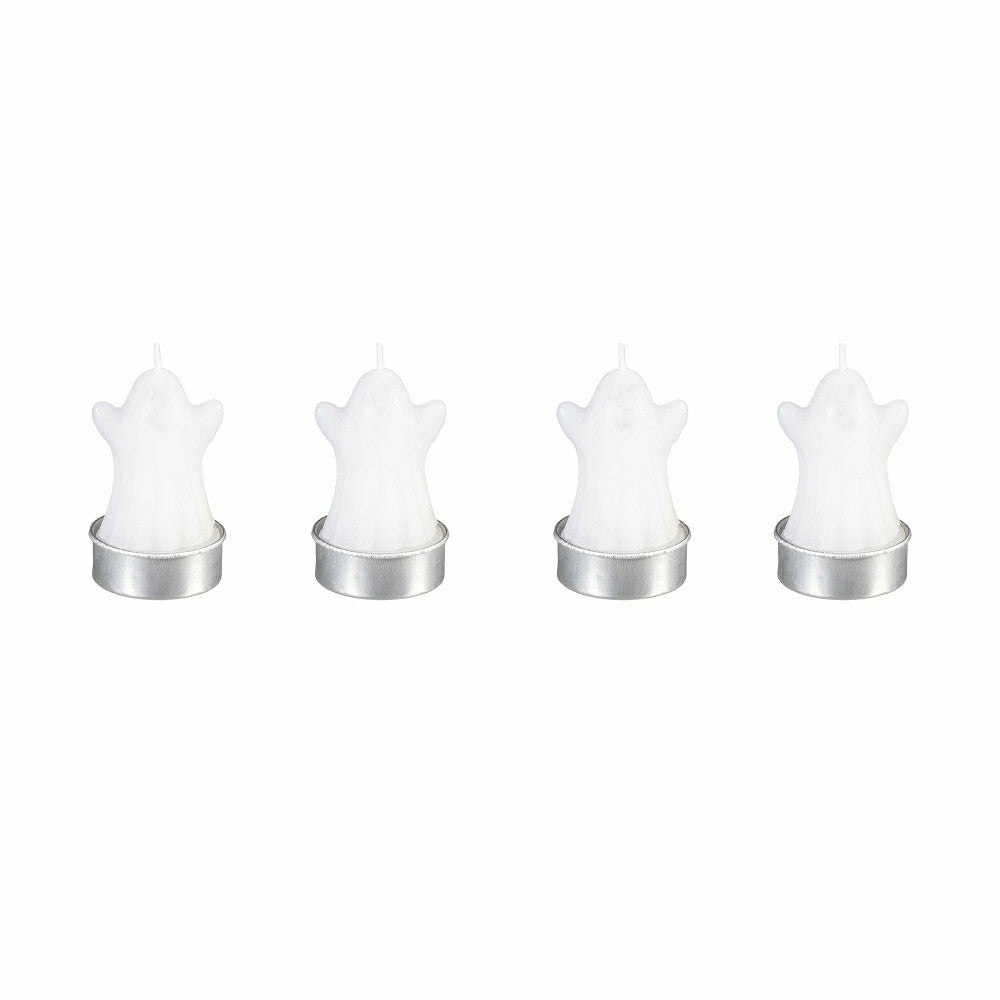 Happy Hauntings, Ghost Tealight Wax Candle, Set of 4 | Plow & Hearth