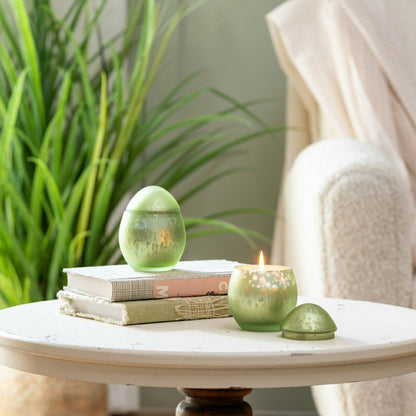 Egg Shape Mercury Glass Candle, Smoke Green | Plow & Hearth