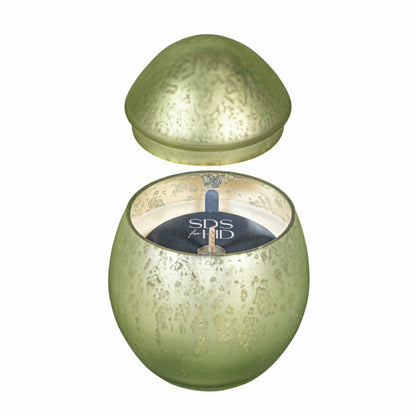 Egg Shape Mercury Glass Candle, Smoke Green | Plow & Hearth