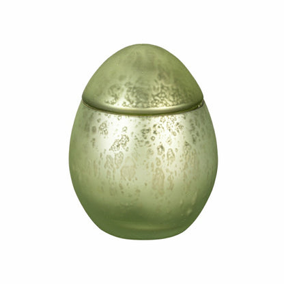Egg Shape Mercury Glass Candle, Smoke Green | Plow & Hearth