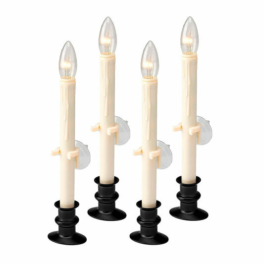 Suction Cup Window Candles with Timer and Remote, Set of 4 | Plow & Hearth