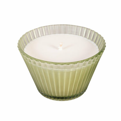 Ribbed Cupcake Glass Candle, Smoke Green | Plow & Hearth