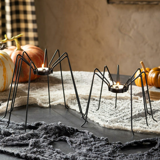 Haunted House Spider Metal Candle Holder Set | Plow & Hearth