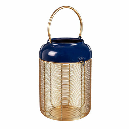 Blue and Gold Metal Lanterns, Set of 2 | Plow & Hearth