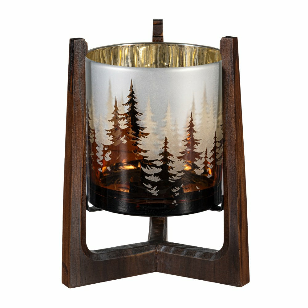 15" Wood Hurricane Candle Holder | Plow & Hearth
