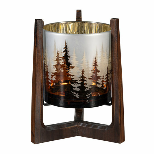 15" Wood Hurricane Candle Holder | Plow & Hearth