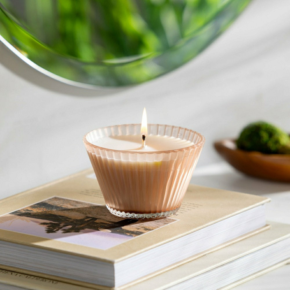 Ribbed Cupcake Glass Candle, Rose Smoke | Plow & Hearth