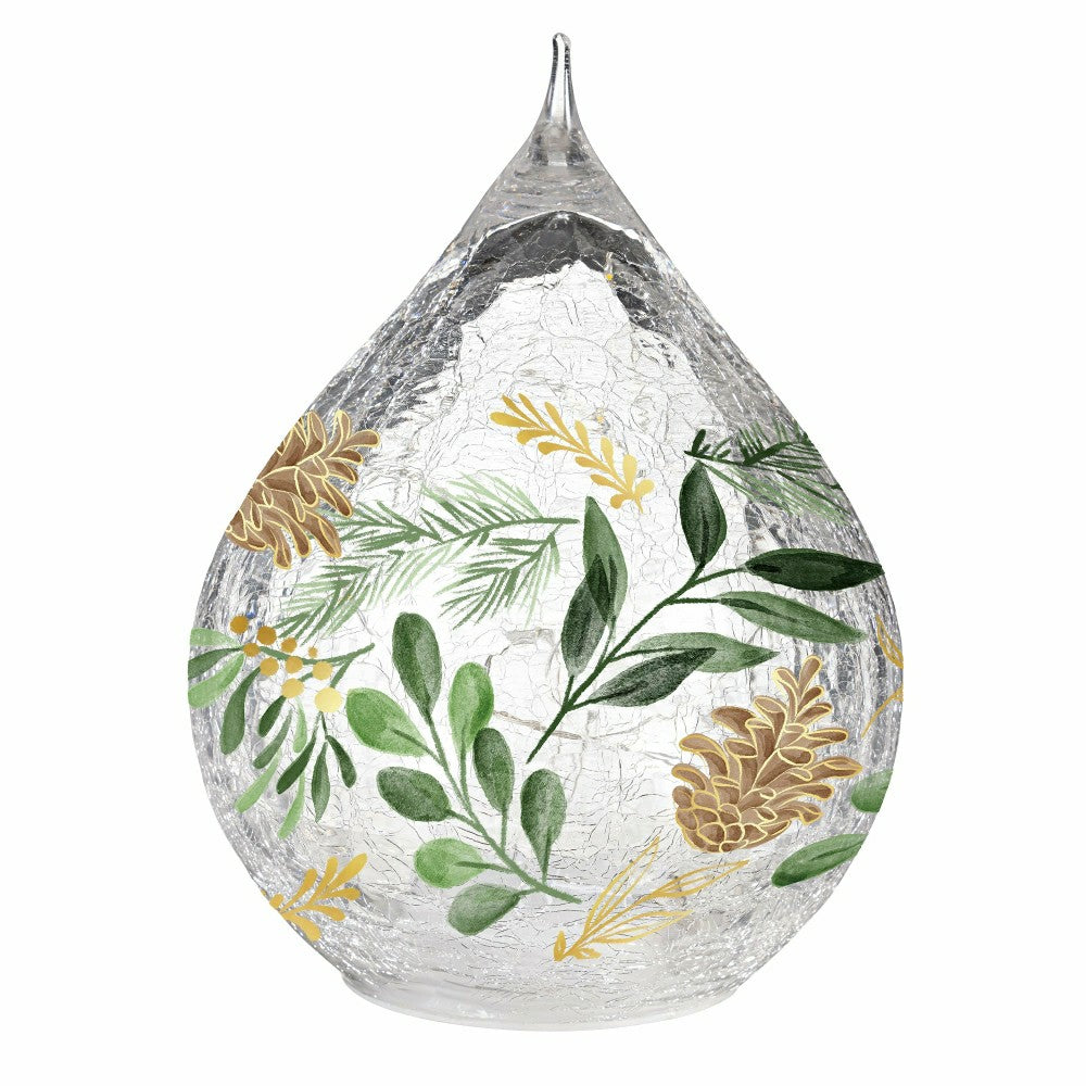 Shades of Emerald LED Table Décor Glass Teardrop, Set of 2 | Plow & Hearth