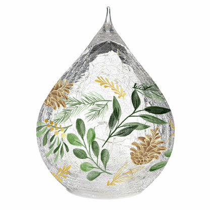 Shades of Emerald LED Table Décor Glass Teardrop, Set of 2 | Plow & Hearth