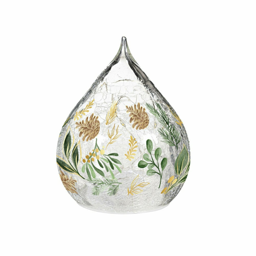 Shades of Emerald LED Table Décor Glass Teardrop, Set of 2 | Plow & Hearth