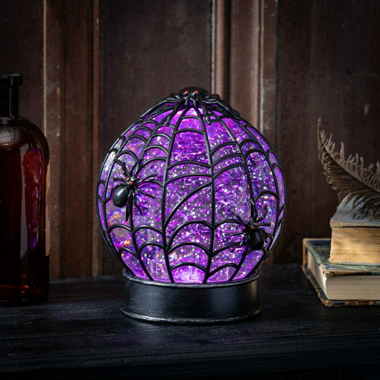 Haunted House Spider Web LED Water Globe, 7.5"H | Plow & Hearth