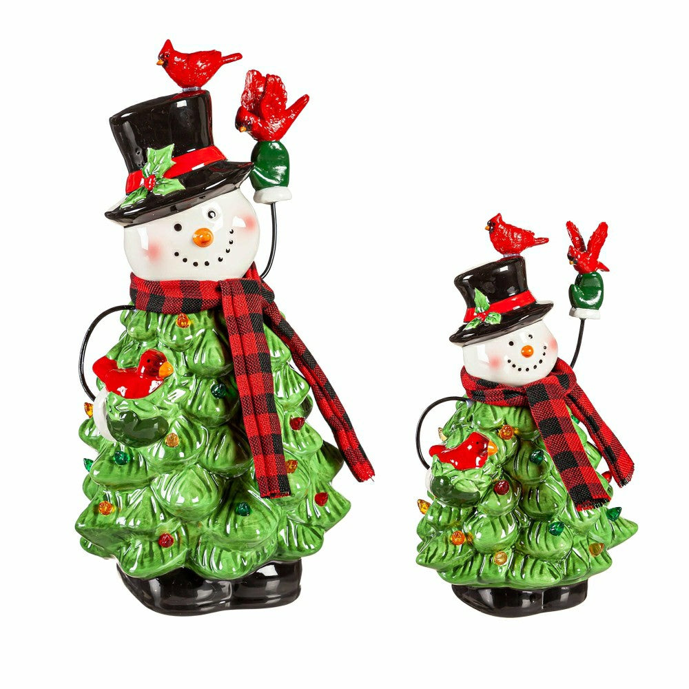 Lighted Christmas Tree Snowmen, Set of 2 | Plow & Hearth