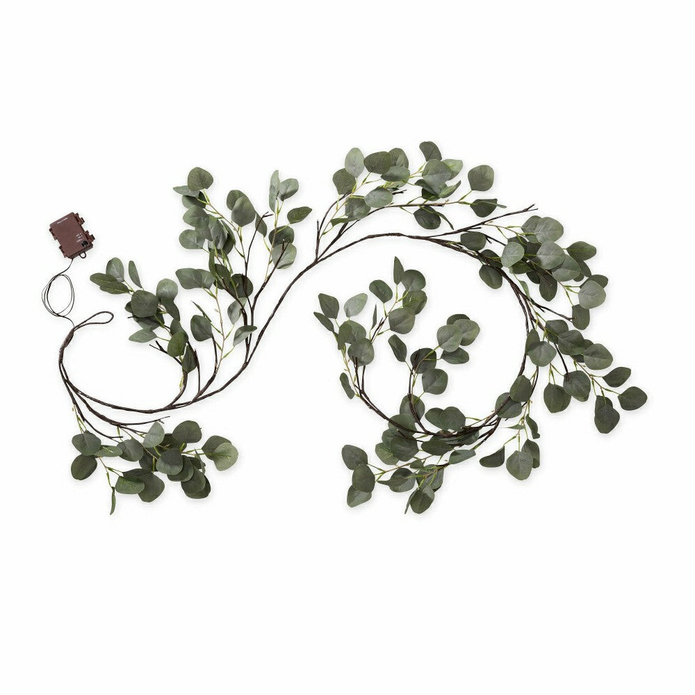 Indoor/Outdoor Battery-Operated Lighted Eucalyptus Garland | Plow & Hearth