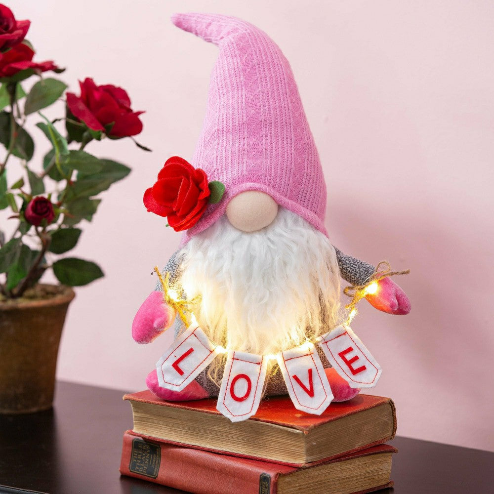 Lighted Valentine Gnome Table Décor | Plow & Hearth