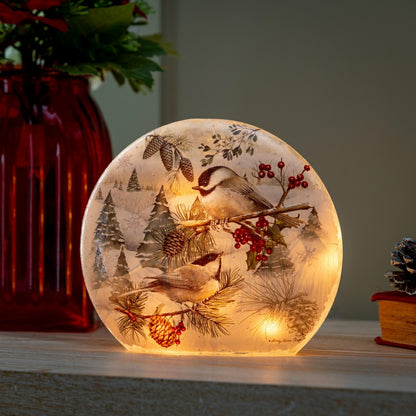 Winter Chickadee Lighted Orb | Plow & Hearth